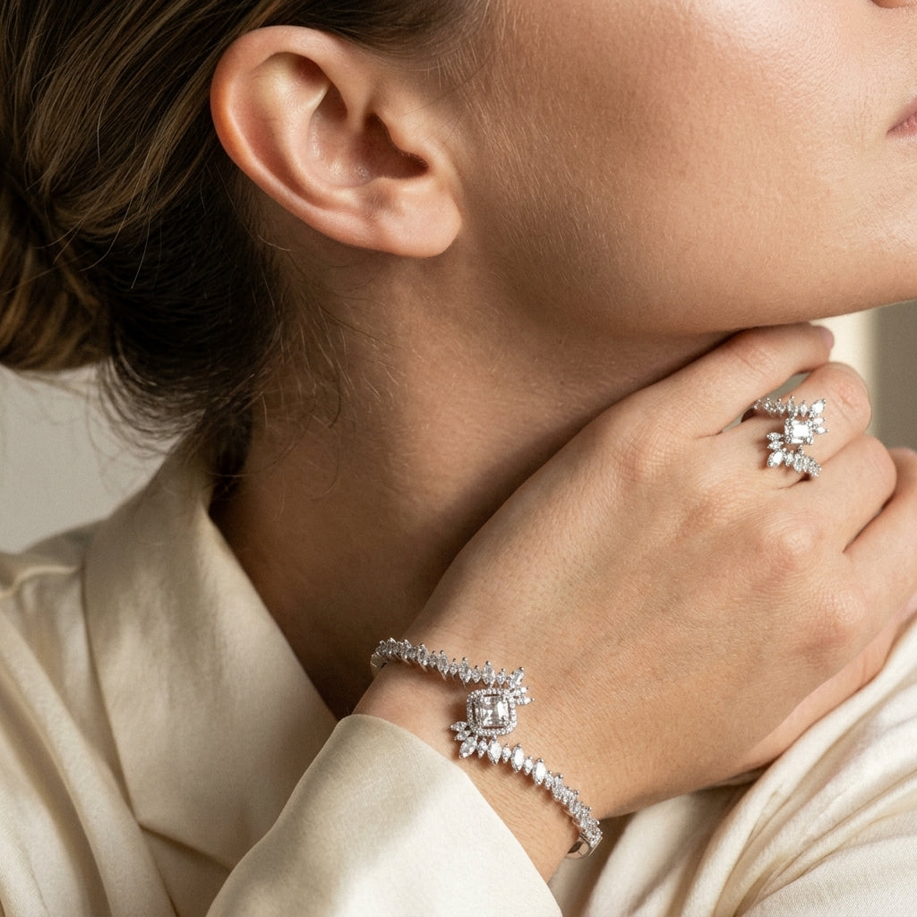 Ensemble Laureline Eternelle Argent 925 trempé or blanc
