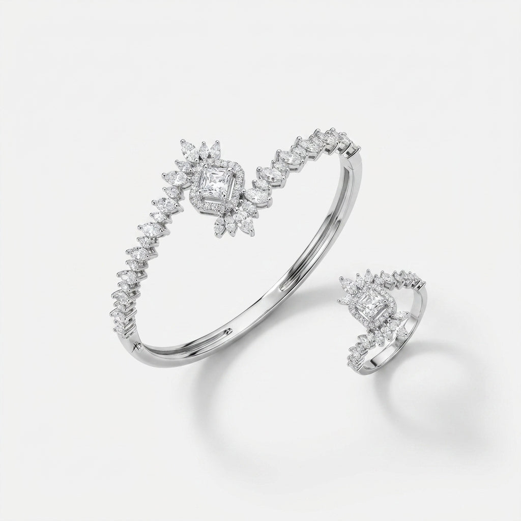 Ensemble Laureline Eternelle Argent 925 trempé or blanc
